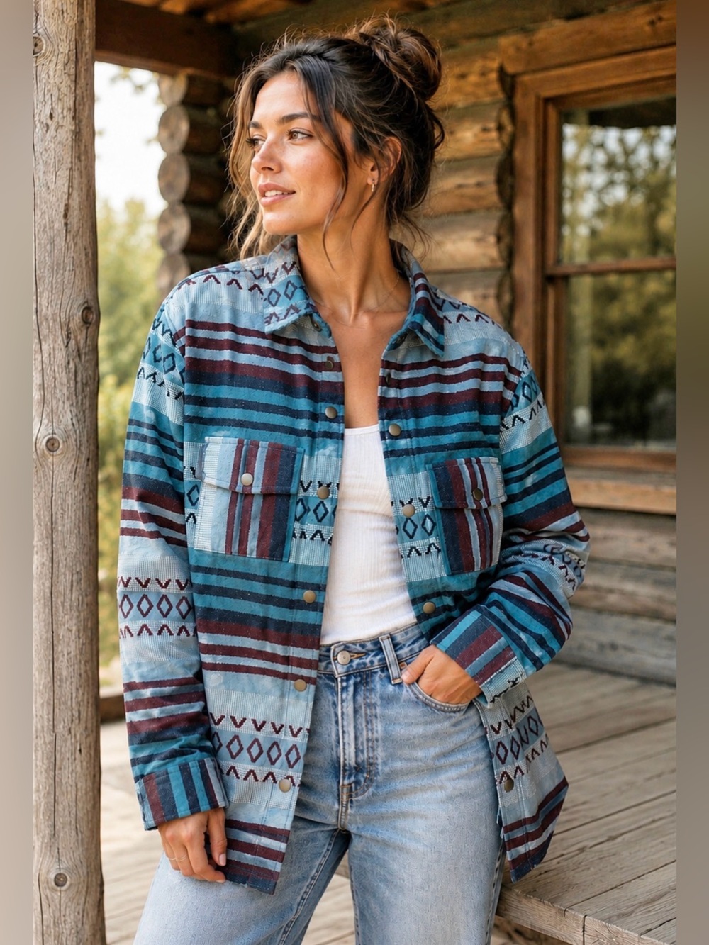 Earthbound Trading Co Woven Shirt Jacket – Size S